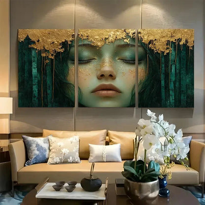 3pcs Emerald Forest Spirit Design Metal Print Ready to Hang Art