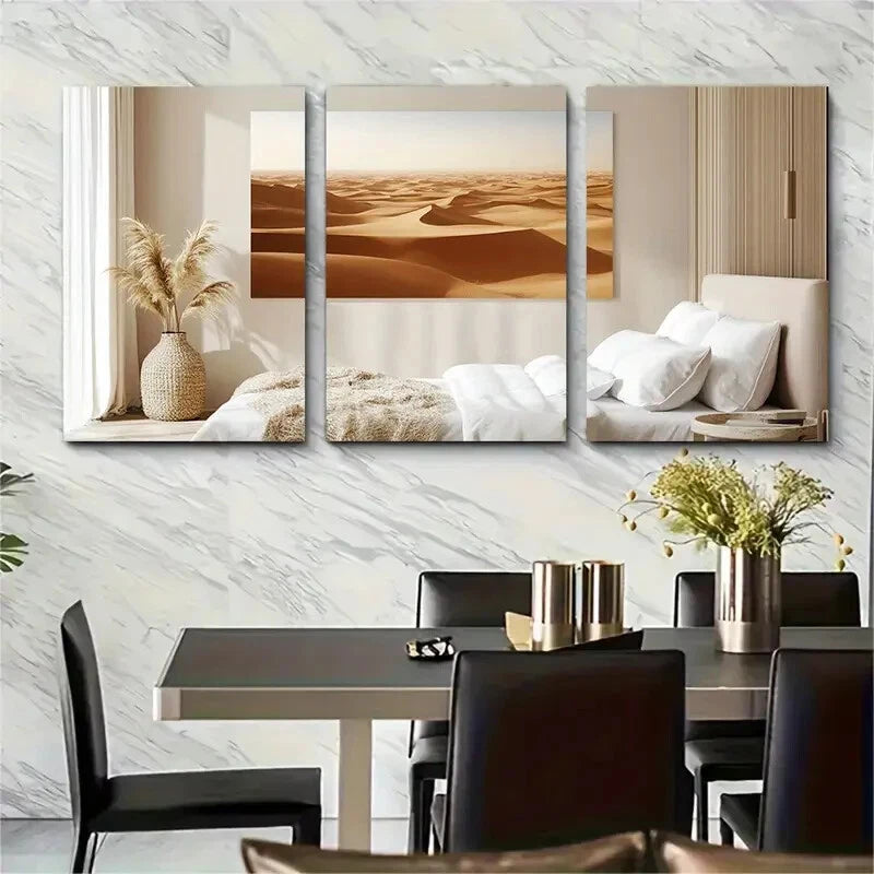 3pcs North Africa Sand Dunes African Landscape Metal Print Ready to Hang Art