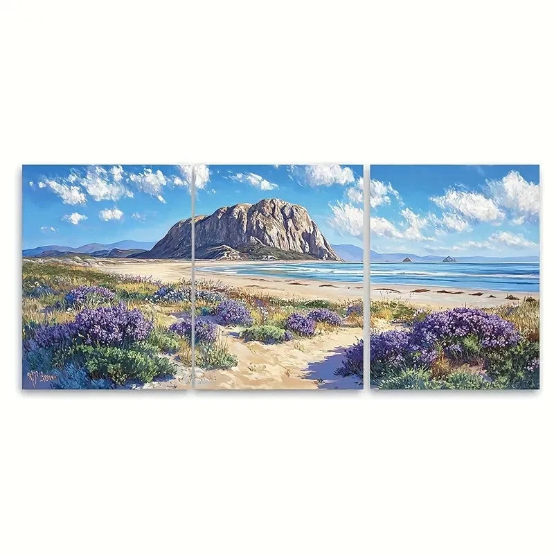 3pcs Morro Strand State Bay State Beach Travel Wall Art Set Canvas Framed 40x60cm - High Quality Print 100% Australian Made Wall Canvas Ready to Hang