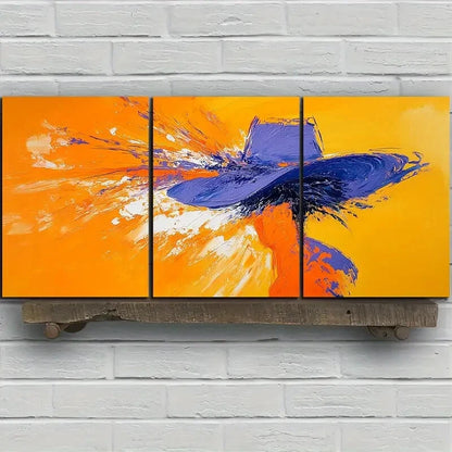 3pcs A Woman Wearing a Straw Hat Metal Print Ready to Hang Art