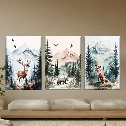 3pcs Animal Art Painting Metal Print Ready to Hang Art