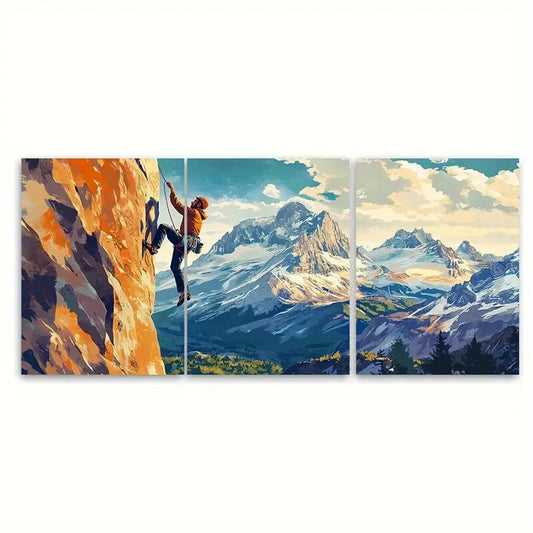 3pcs Featuring a Bouldering Adventure Travel Metal Print Ready to Hang Art