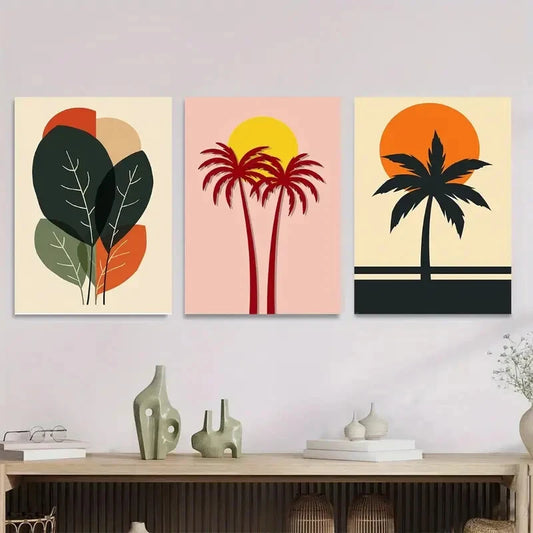 3pcs Modern Minimalist Vibrant Colors, Abstract Metal Print Ready to Hang Art