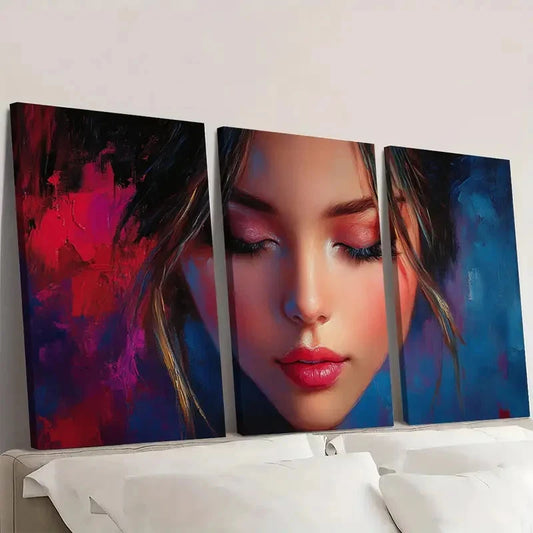 3pcs Original Beautiful Girl ZA   Wall Art Set Canvas Framed 50x70cm - High Quality Print 100% Australian Made Wall Canvas Ready to Hang