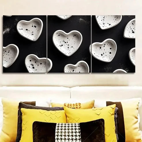 3pcs Shape on black background Wall Art Set Canvas Unframed - High Quality Print 100% Australian Made Wall Canvas