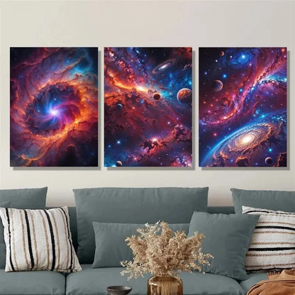 3pcs ,Fantasy starry sky art, colorful space Metal Print Ready to Hang Art