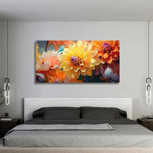 Abstract Floral Painting wall canvas office home room framed 120x60cm - Bella Home Decor