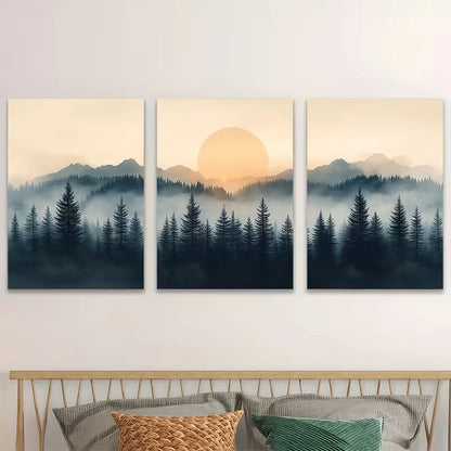 3pcs Evergreen Pine Tree Black and White Nature   Wall Art Set Canvas Framed 60x90cm - High Quality Print 100% Australian Made Wall Canvas Ready to Hang