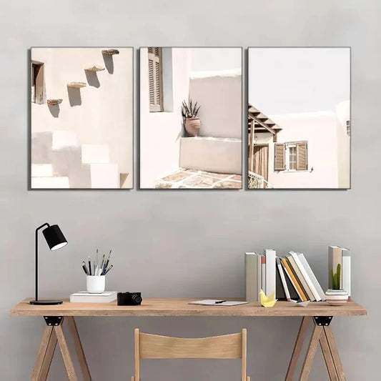 3pcs Neutral Architecture Art Prints Metal Print Ready to Hang Art