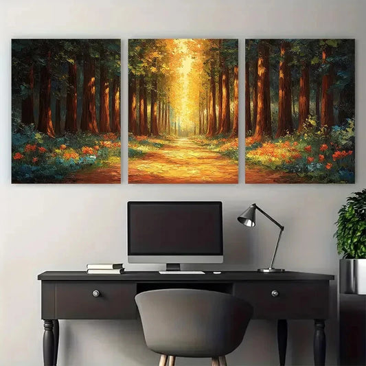 3pcs Redwood Trees National Park Illustration Metal Print Ready to Hang Art