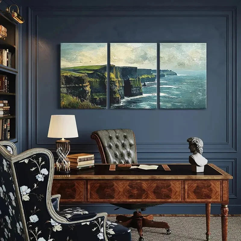 3pcs Artistic Ocean Cliffs Landscape Coastal Metal Print Ready to Hang Art