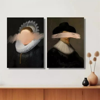 2pcs Dark Academy, Baroque Paintings, Altered Art, Renaissance Canvas Framed 50x75cm - High Quality Print 100% Australian Made Wall Canvas Ready to Hang