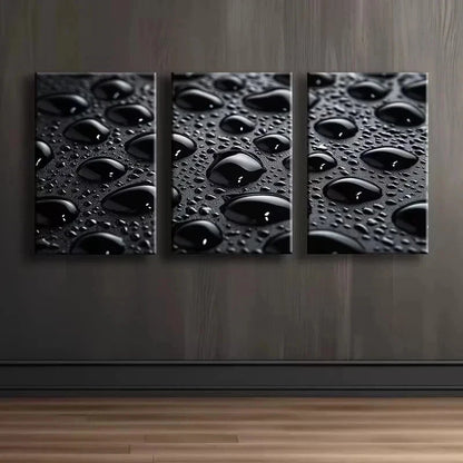 3pcs Black background Water Drop Metal Print Ready to Hang Art