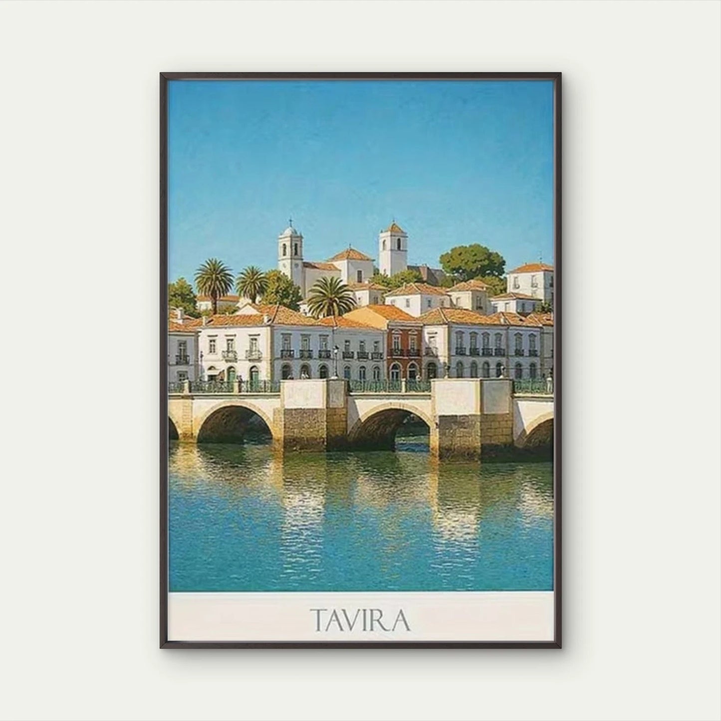 Tavira Portugal Vintage Algarve Cityscape Travel Poster Print Wall Art