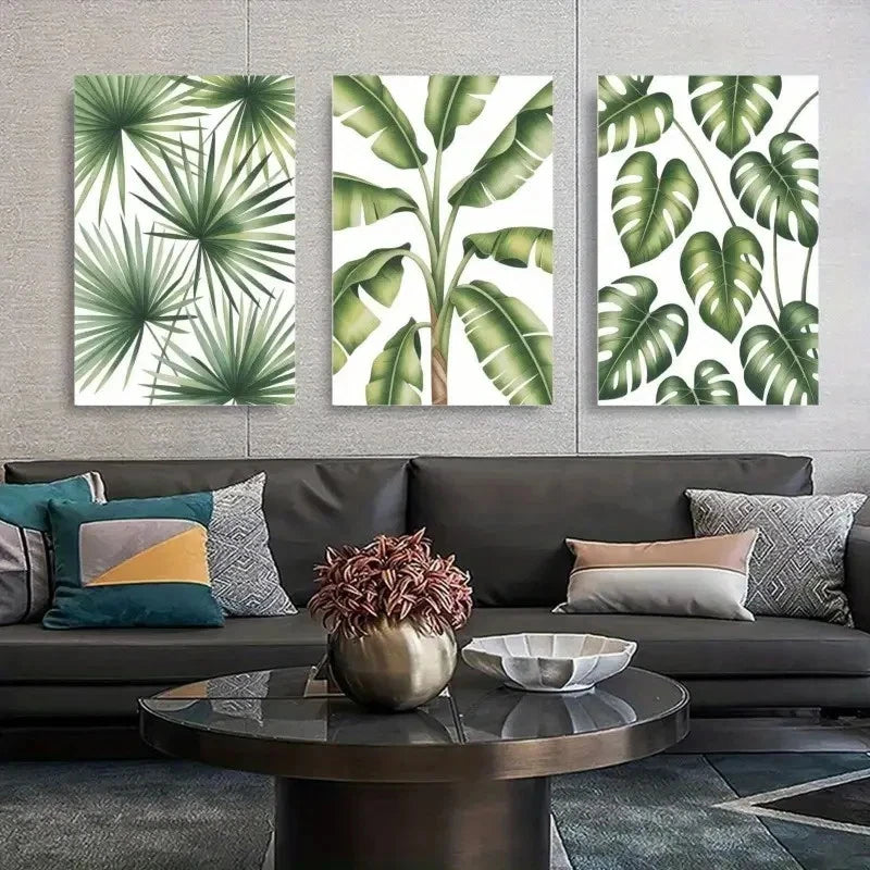 3pcsTropical Palm Monstera & Banana Leaf Metal Print Ready to Hang Art
