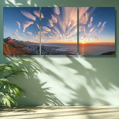 3pcs Vibrant Sunset in Cape Town Wall Art Set Canvas Unframed - High Quality Print 100% Australian Made Wall Canvas