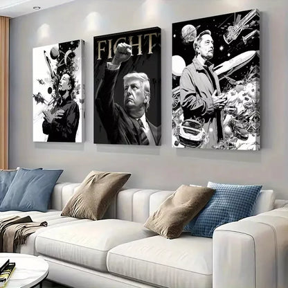 3pcs Trendy Celebrities Black And White Art Set Canvas Framed 50x70cm -  High Quality Print 100% Australian Made Wall Canvas Ready to Hang