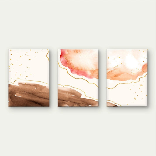 3pcs Minimalist Neutral Watercolour Modern Wall Art Set Canvas Framed 60x90cm - High Quality Print 100% Australian Made Wall Canvas Ready to Hang
