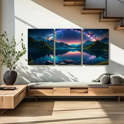 3pcs Starry Sky Milky Way Fantasy Landscape Wall Art Set Canvas Framed 40x60cm - High Quality Print 100% Australian Made Wall Canvas Ready to Hang