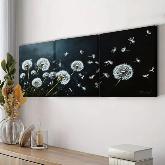 3pcs Dandelion Beauty White Nature Perfect Wall Art Set Canvas Framed 40x60cm - High Quality Print 100% Australian Made Wall Canvas Ready to Hang