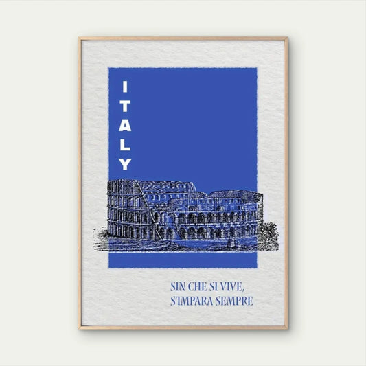 Vintage Italy Colosseum Rome Landmark Travel Poster Print Wall Art