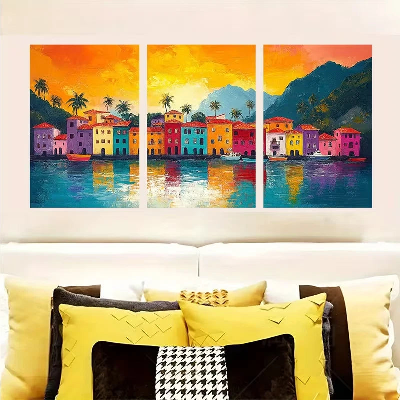 3pcs Vibrant Colorful Rio de Janeiro Metal Print Ready to Hang Art
