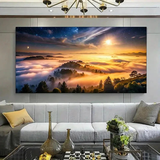 Starry Sky Landscape  wall canvas office home room framed 120x60cm