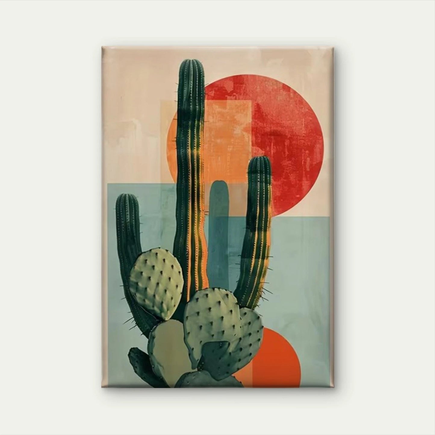 Abstract Sun and Cactus  60x90cm Metal Print Ready to Hang
