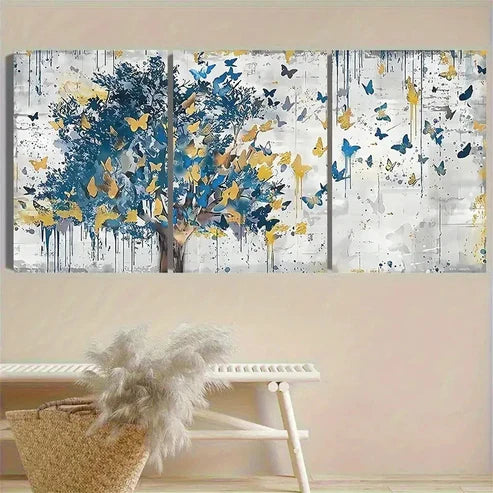3pcs Abstract Butterfly Tree Canvas Wall Art Canvas Unframed - High Quality Print 100% Australian Made Wall Canvas