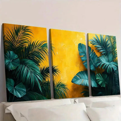 3pcs   Green Yellow Modern Minimalist VG     Wall Art Set Canvas Framed 50x70cm - High Quality Print 100% Australian Made Wall Canvas Ready to Hang