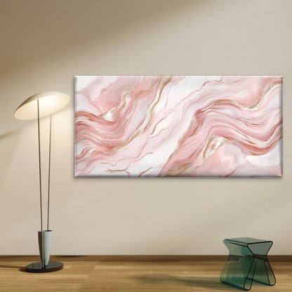 Agate Marble Design in Elegant Pink & Gray Wall Art Canvas Office Home Room Framed 120x60cm