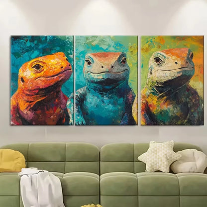 3pcs Vibrant Galapagos Tortoise Prints Metal Print Ready to Hang Art