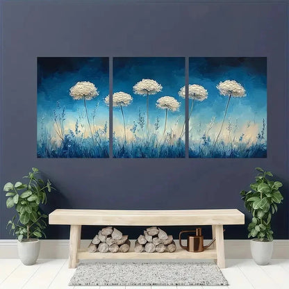 3pcs Queen Anne'S Lace Watercolor Floral Art Metal Print Ready to Hang Art