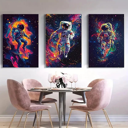3pcs Brant Astronauts in Cosmic Scenes  Wall Art Canvas Framed 40x60cm - High Quality Print 100% Australian Made Wall Canvas Ready to Hang