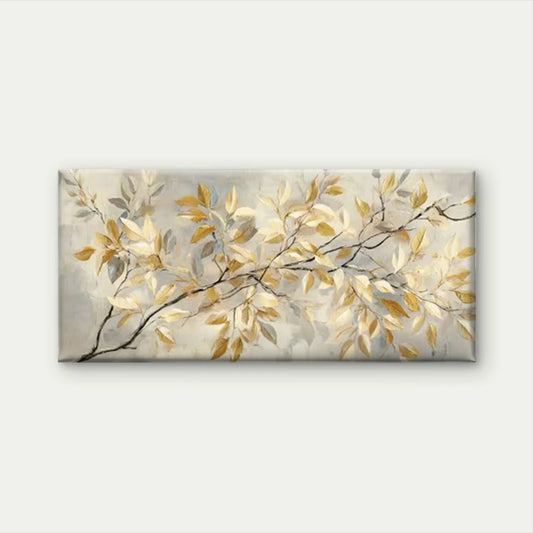 Golden Leaf Botanical Wall Art Canvas Office Home Room Framed 120x60cm