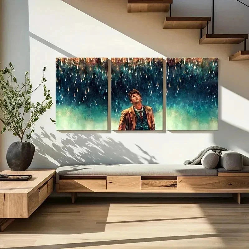 3pcs Time Traveler Doctor Sci-Fi Movie Themed Wall Art Set Canvas Framed 40x60cm - High Quality Print 100% Australian Made Wall Canvas Ready to Hang