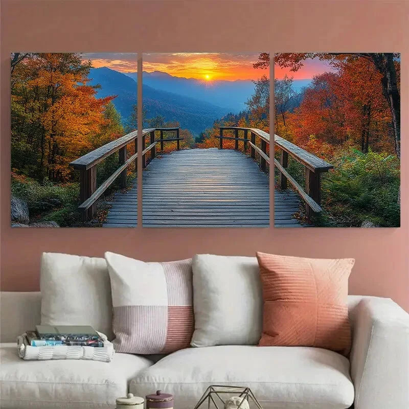3pcs Observation Deck Natural View Metal Print Ready to Hang Art