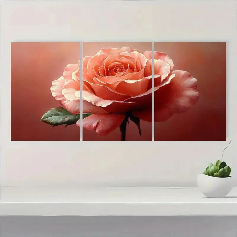 3pcs Featuring a Rose Design Decor Metal Print Ready to Hang Art