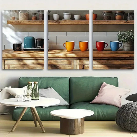 3pcs Cottage Core Kitchen Design Metal Print Ready to Hang Art