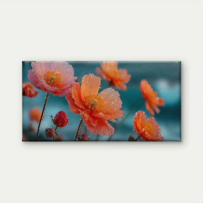 Orange Poppies Close-Up Wall Art Canvas Office Home Room Framed 120x60cm