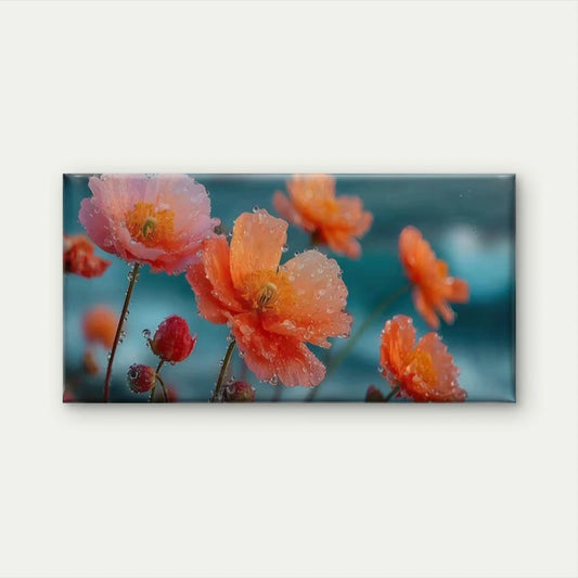 Orange Poppies Close-Up Wall Art Canvas Office Home Room Framed 120x60cm
