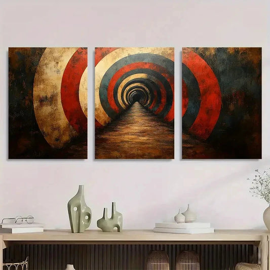 3pcs Geometric Vortex Abstract Metal Print Ready to Hang Art