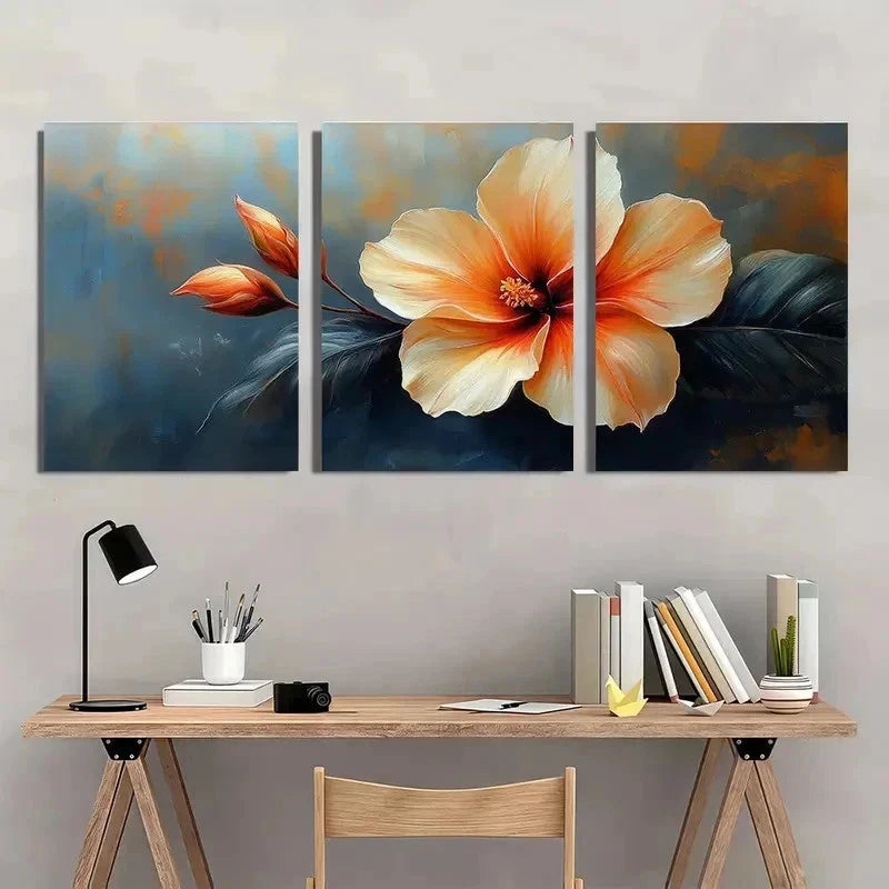 3pcs White Kalawao Flower Tropical Perfect Wall Art Set Canvas Framed 40x60cm - High Quality Print 100% Australian Made Wall Canvas Ready to Hang