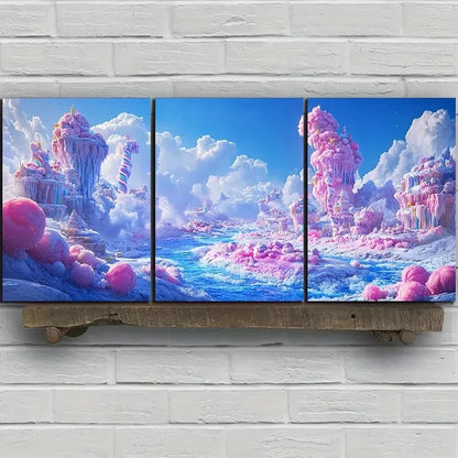 3pcs Ice Cream Candy Paradise Metal Print Ready to Hang Art