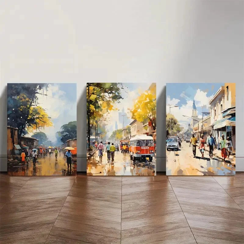 3pcs Harare Zimbabwe African City Travel Posters Metal Print Ready to Hang Art