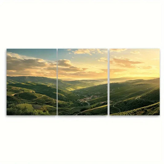 3pcs Vibrant Douro Valley Landscape Posters Metal Print Ready to Hang Art