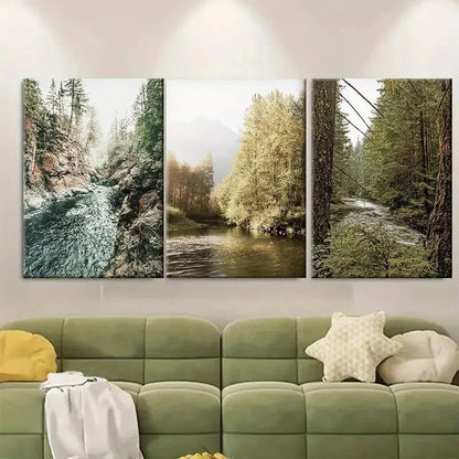 3pcs Nature Forest Modern Minimalist Metal Print Ready to Hang Art