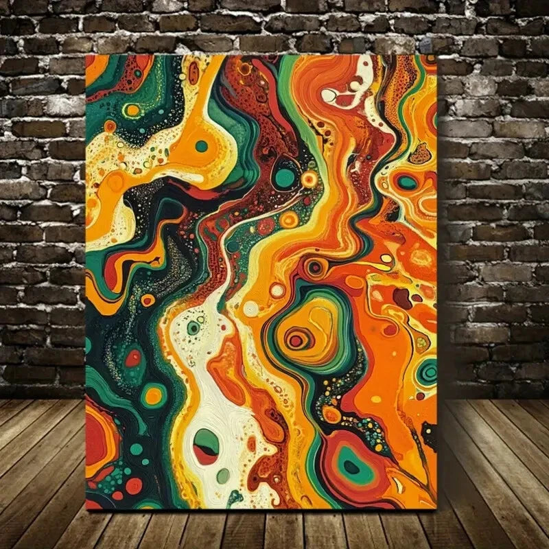 Abstract Tiger Contemporary Orange Painting 40x60cm Metal Print Ready to Hang