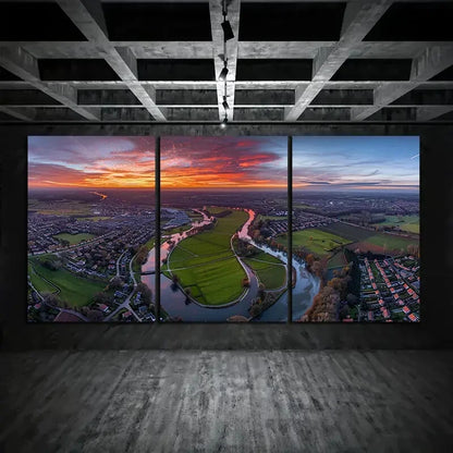 3pcs Colorful Sunrise Nature Lake Metal Print Ready to Hang Art