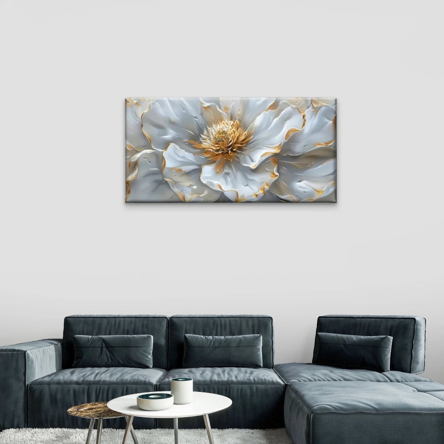 White Flowers Petal Floral Wall Art Canvas Office Home Room Framed 120x60cm